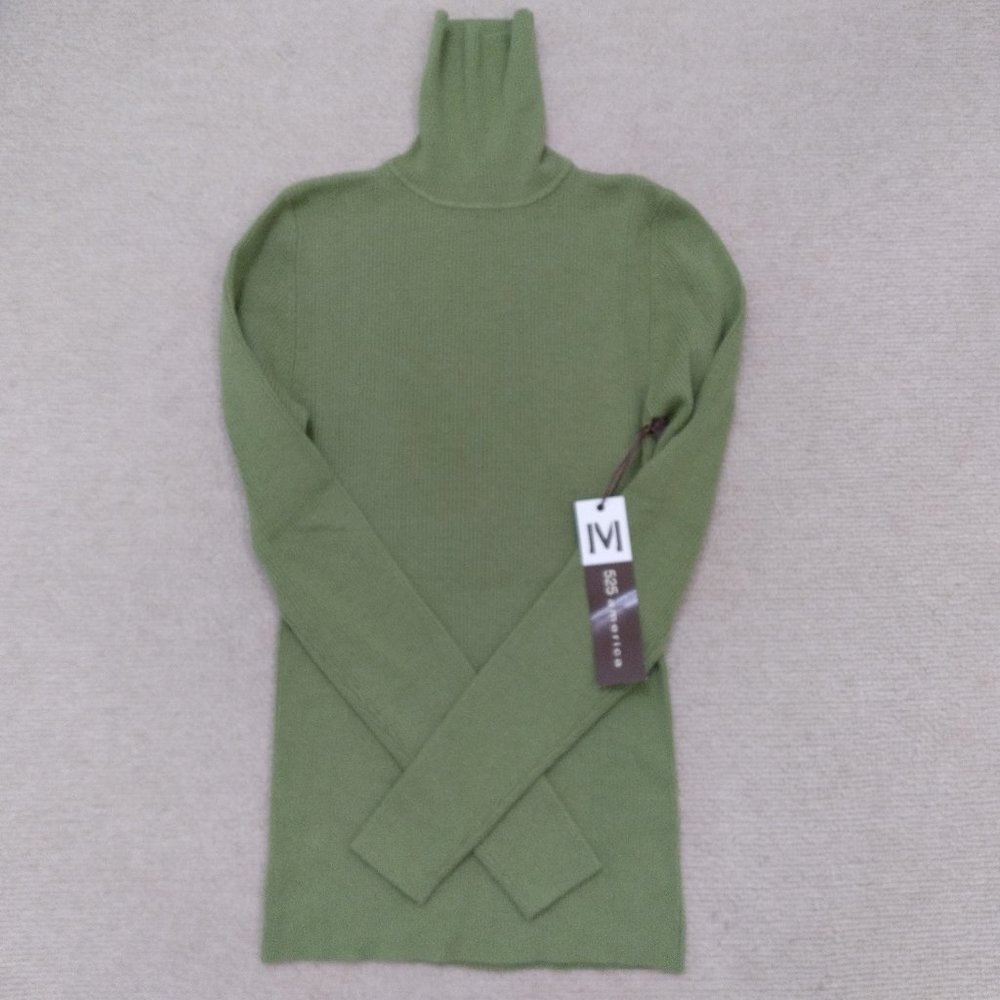 525 America Thyme Green Ribbed Turtleneck